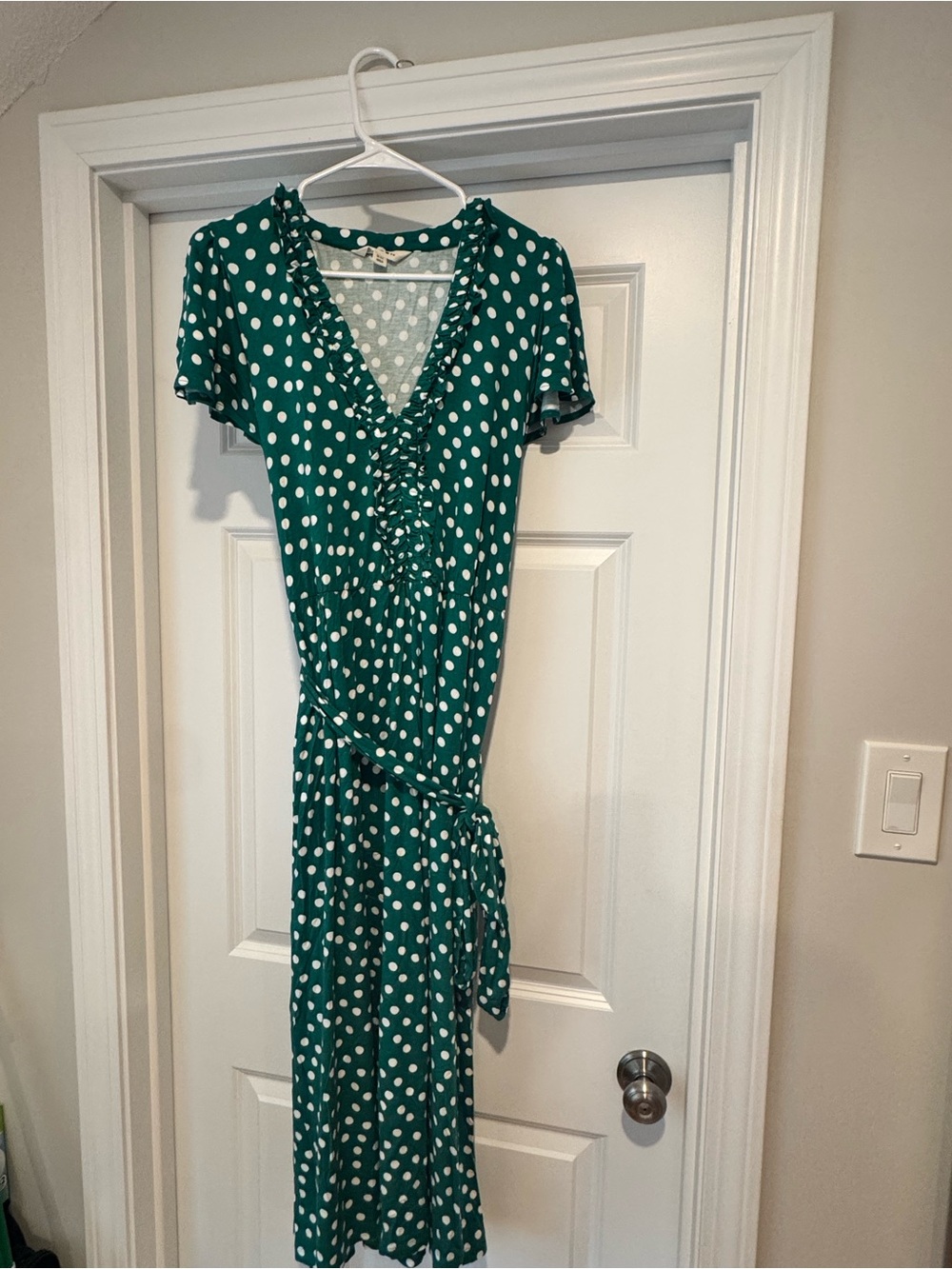 Boden Green Polka Dot Wrap Dress